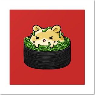 Cute Hamster Sushi Costume Posters and Art